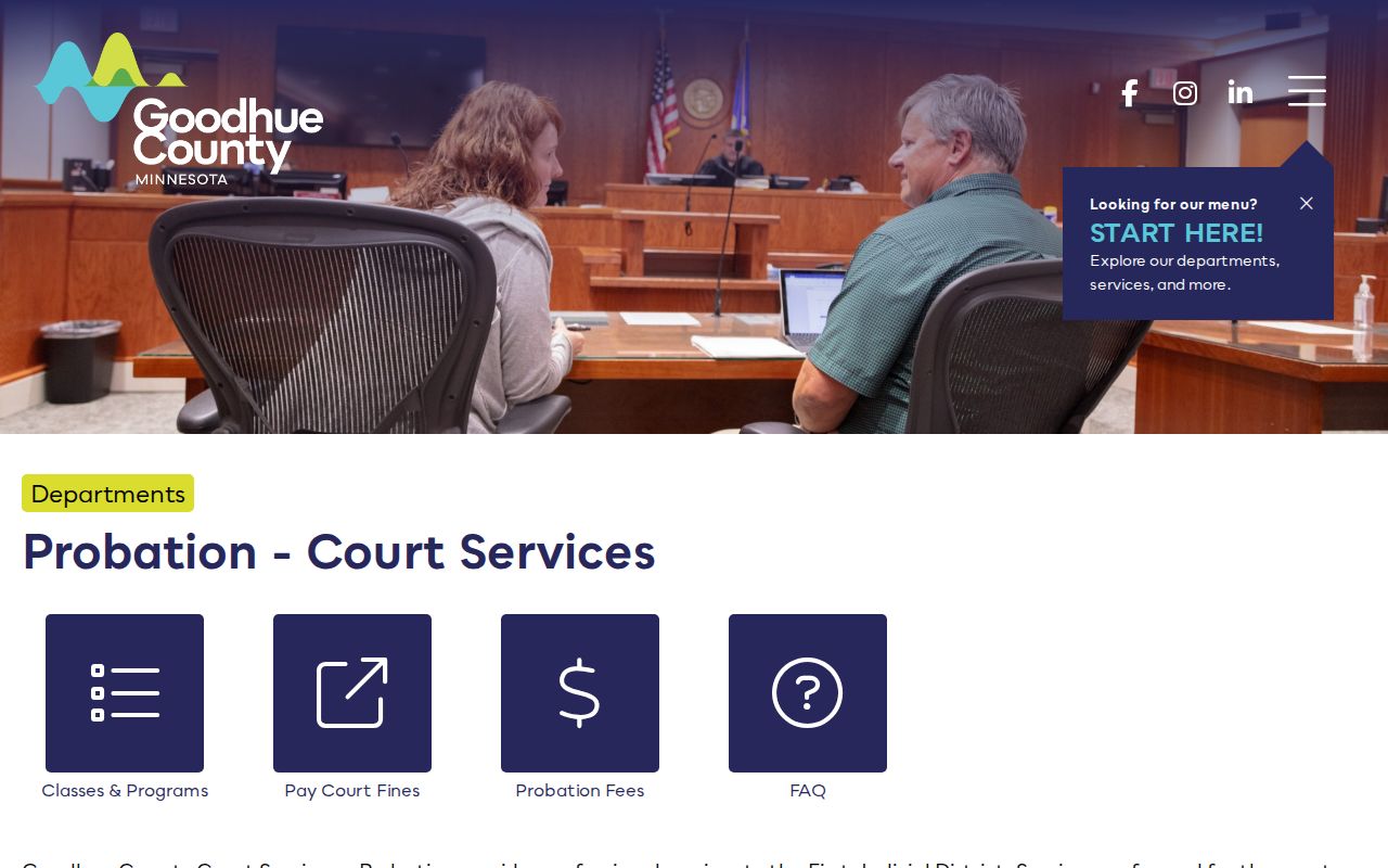 Goodhue County criminal docket probation and Court Services information