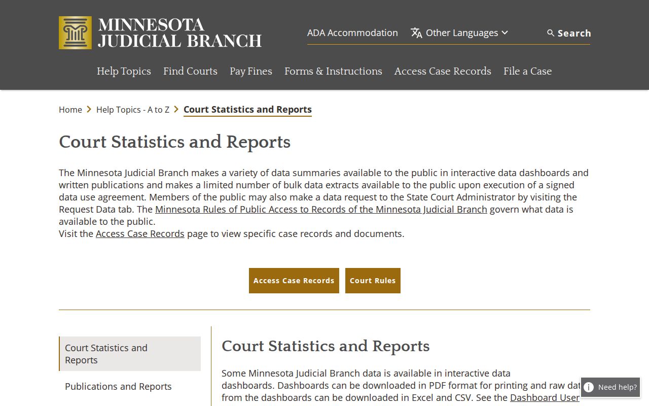 Goodhue County court docket court statistics source