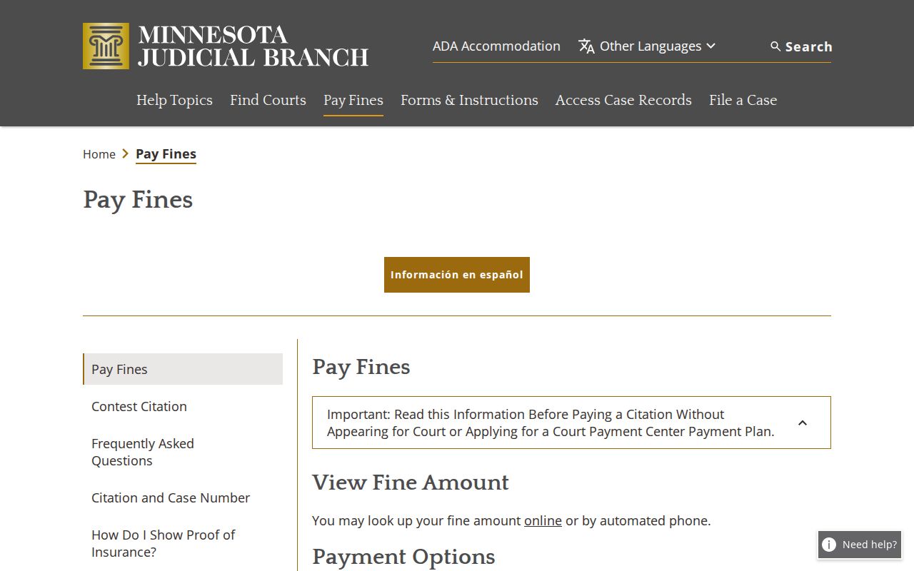 Goodhue County traffic tickets Minnesota pay a fine guidance