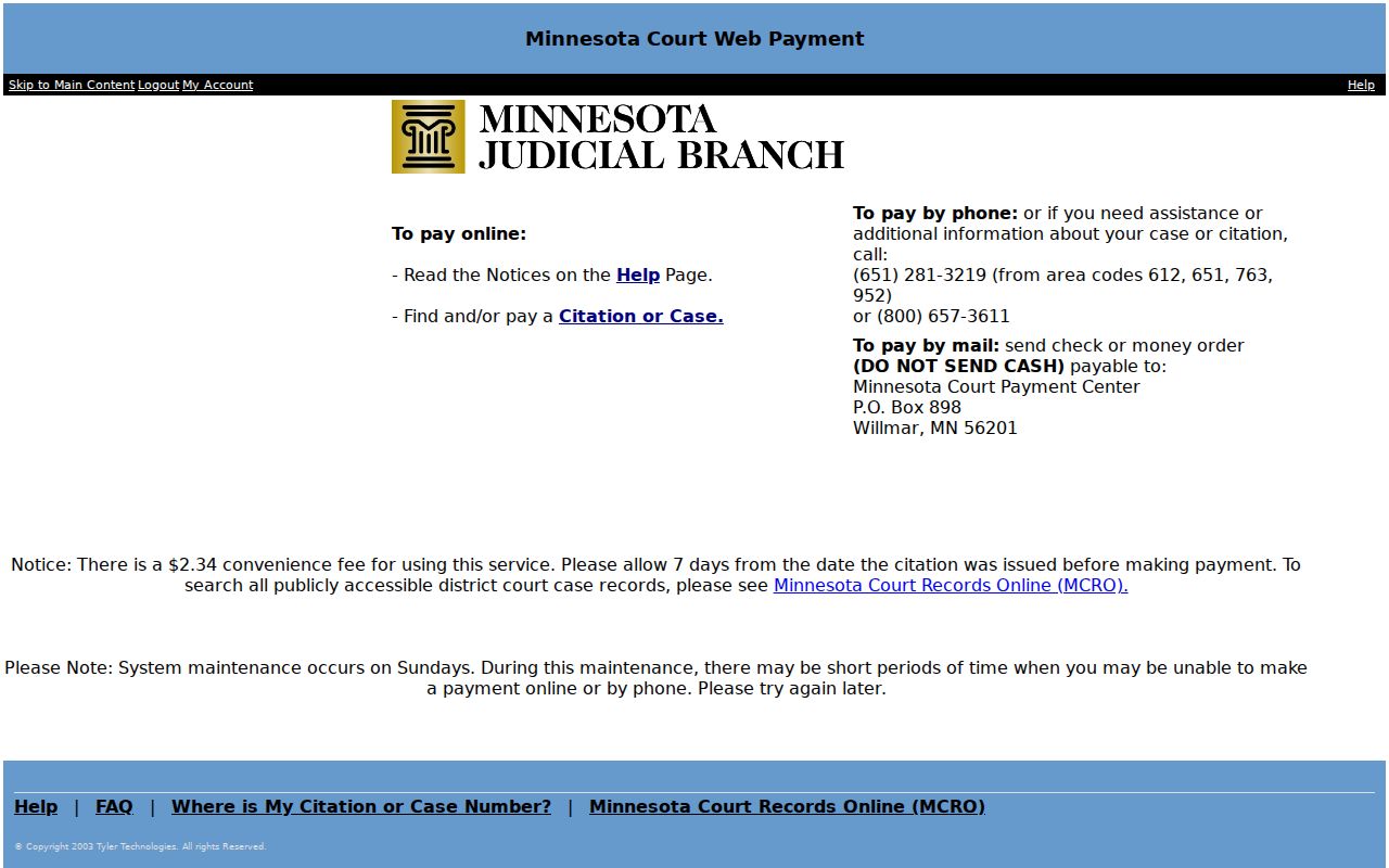 Goodhue County traffic tickets Minnesota Court Web Payment search