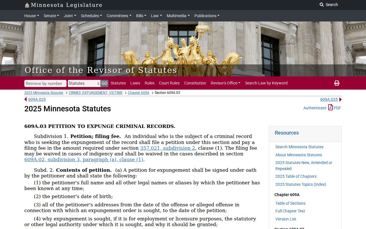 Goodhue County traffic tickets Minnesota expungement record access