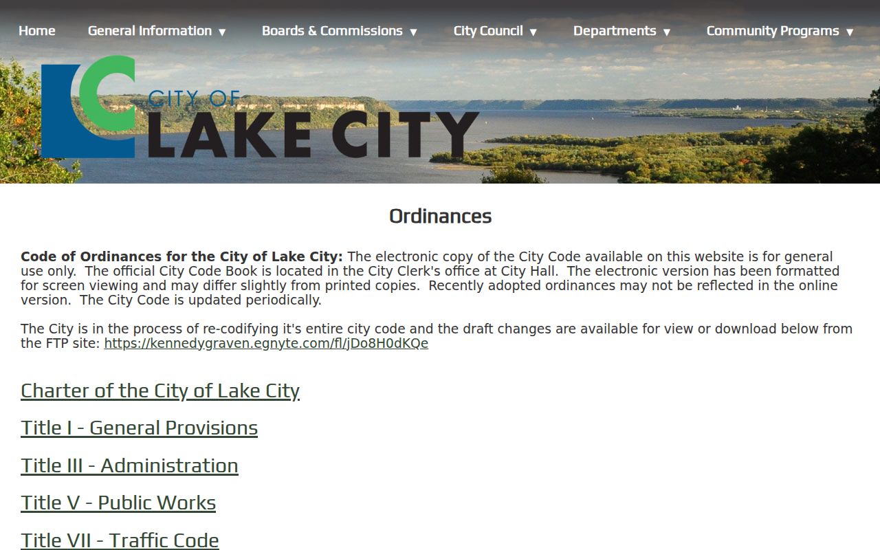 Lake City court docket search ordinances source