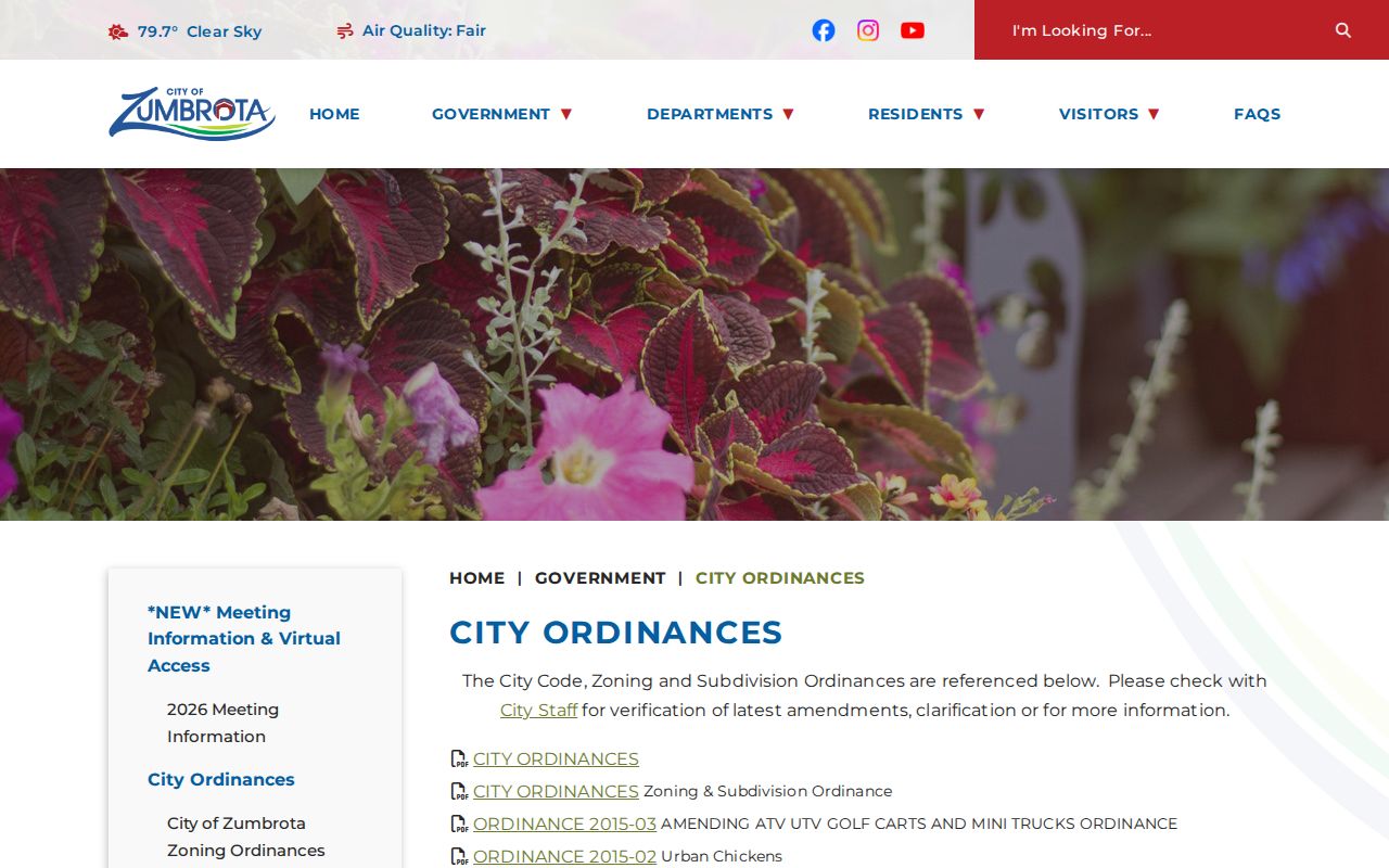 Zumbrota court docket ordinance records source